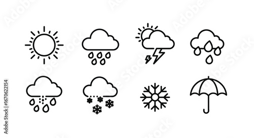 Weather condition line icon set