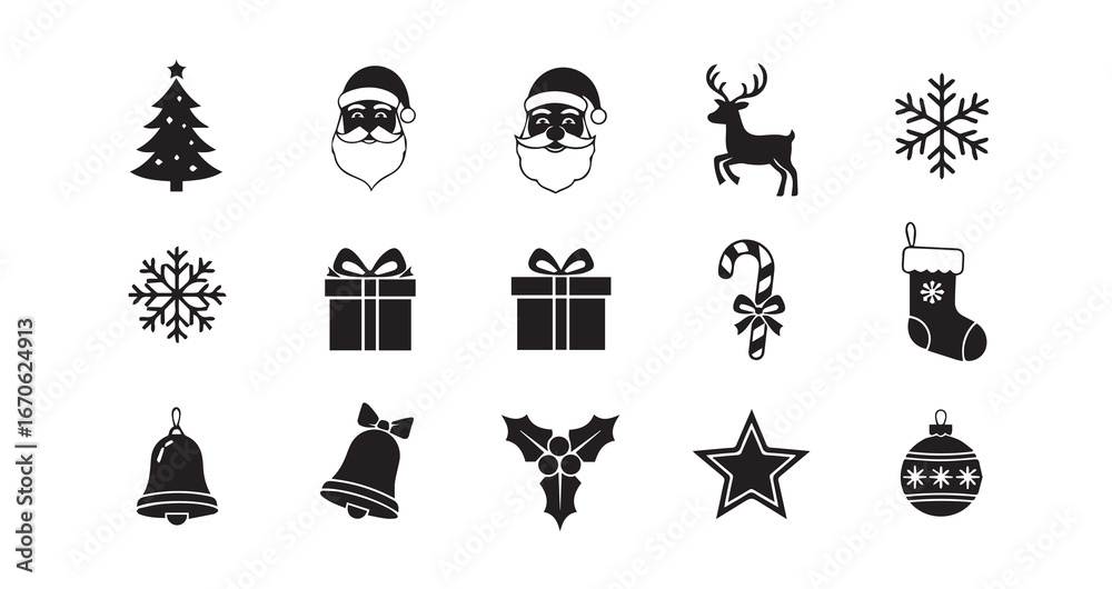 Naklejka premium Christmas icon collection illustration