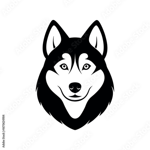 Siberian Husky Head Black Silhouette Vector