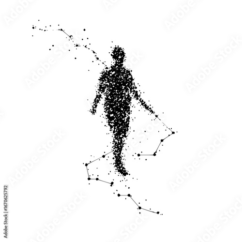 Abstract human figure silhouette with constellation design vector art illustration concept for creativity and design