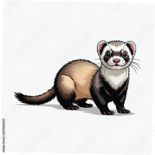 ferret on white background