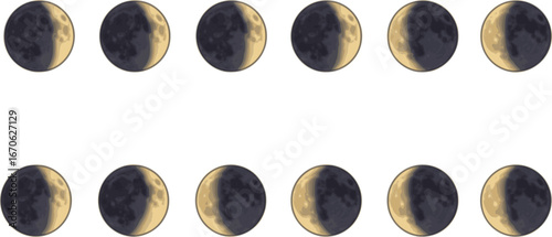 Vector Set of waxing gibbous moon phase
