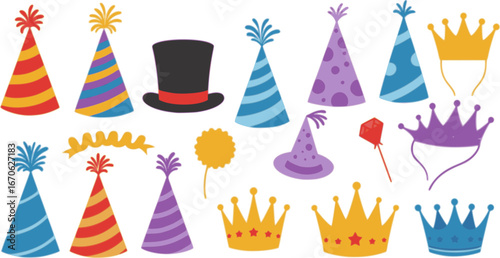 Vector Set of birthday party hat
