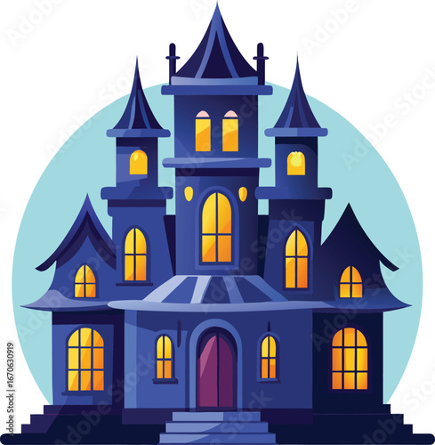 Wallpaper Mural Haunted Mansion With Glowing Windows Vector Clean Torontodigital.ca