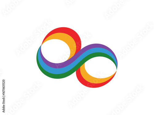 Rainbow Infinity Symbol Colorful Design Representation of Endless Possibilities and Diversity on a Clean White Background for Web and Print Projects