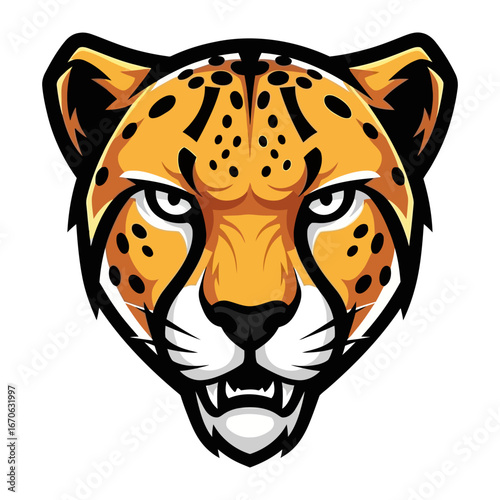 Cheetah's Gaze: A stylized illustration of a cheetah's fierce face, a striking visual representation of speed, agility, and raw predatory power.