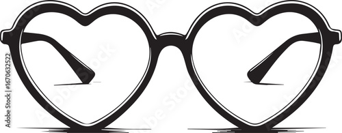 Love's Gaze: Heart-shaped glasses cast a unique view, with stylish frames.