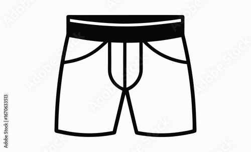 Boxer briefs silhouette, Simple Men s Underwear Boxer Briefs Outline Icon Isolated on White Background silhouette 