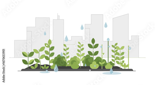 Urban Reforestation Concept Representing Eco-Friendly City Development And Sustainability