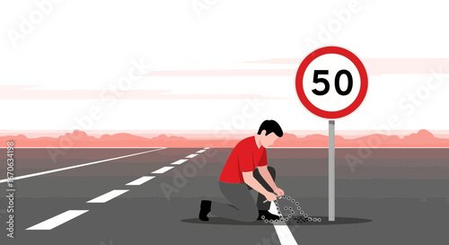 Vandalism Road Safety Issue, Speed Limit Sign Manipulation On The Highway