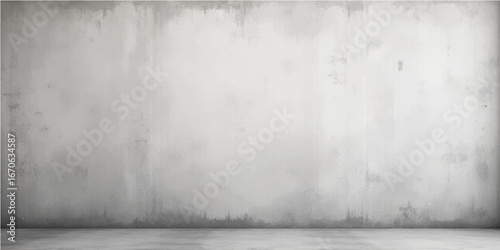 An old, dirty grunge concrete wall with a gray cement floor texture and a dark vintage metal pattern