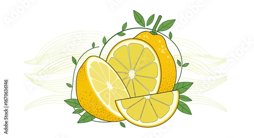 Vibrant Lemon Composition With Botanical Elements for Creative Projects
