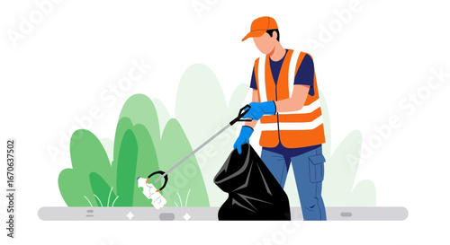 Volunteer Cleaning Environment From Debris Promoting Eco Awareness And Sustainability