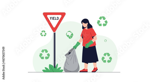Volunteer Cleans Up Trash For a Sustainable Planet And A Better Future