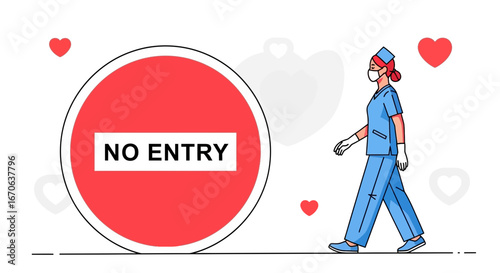 Walking Through The No Entry Barrier With Protective Measures For Healthcare Worker