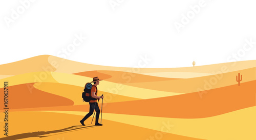 Wanderer Finds Solace On An Arid Adventure In The Desert Landscape
