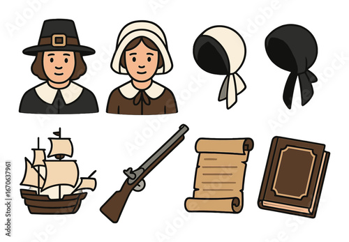 Pilgrim icons: traditional clothing and historical artifacts