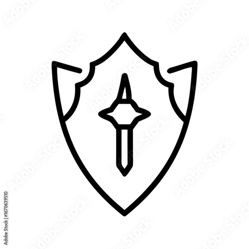 Fantasy Shield Icon for Game, Adventure, and Protection Design