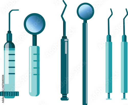 Set of instruments for dental treatment in the hospital