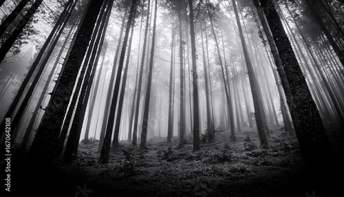 black and white abstract foggy forest dramatic depth of field tree photography