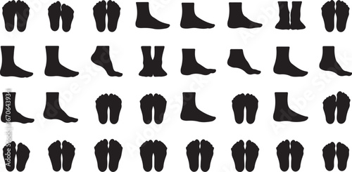 Collection of black silhouette footwear and legwear styles