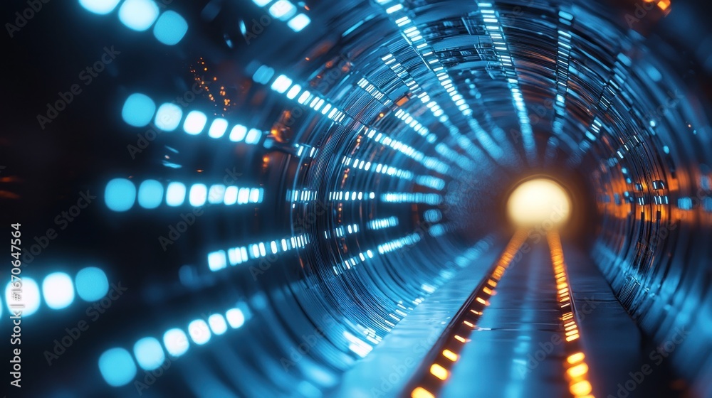 Fototapeta premium Abstract glowing tunnel lights