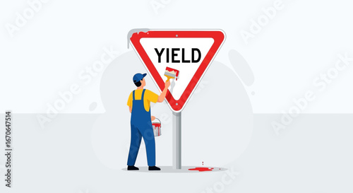 Yield Painting Sign Creative Redesign Idea for Traffic Safety Improvement