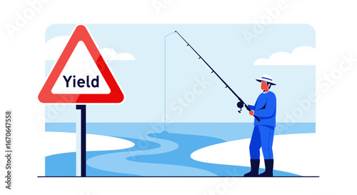 Yield Sign Amidst Angling Serenity Anomaly Between Regulations And Leisure