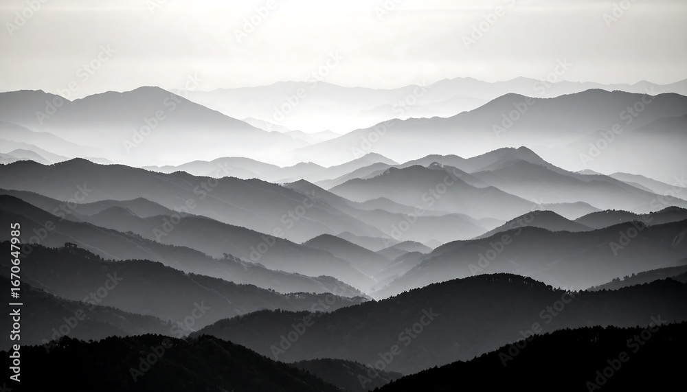 Obraz premium Misty Mountain Range Panorama.