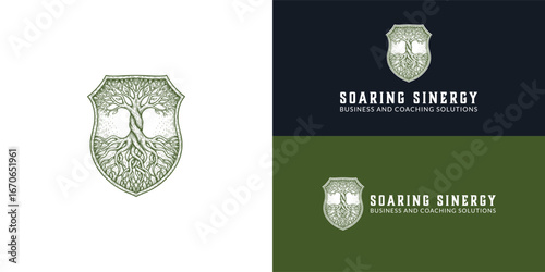 The intricate tree within a shield represents strength, growth, and protection on the journey to living your best life by realizing your full potential.