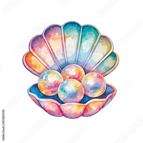 five luminous pearls nestled within a delicate clamshell