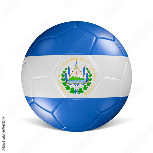 Soccer ball with El Salvador flag 3d render front view