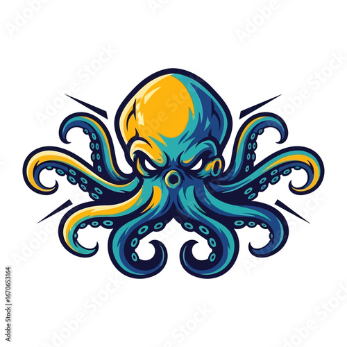 Octopus Illustration: A stylized illustration of an octopus, rendered with bold colors and intricate details, capturing the creature's enigmatic essence.