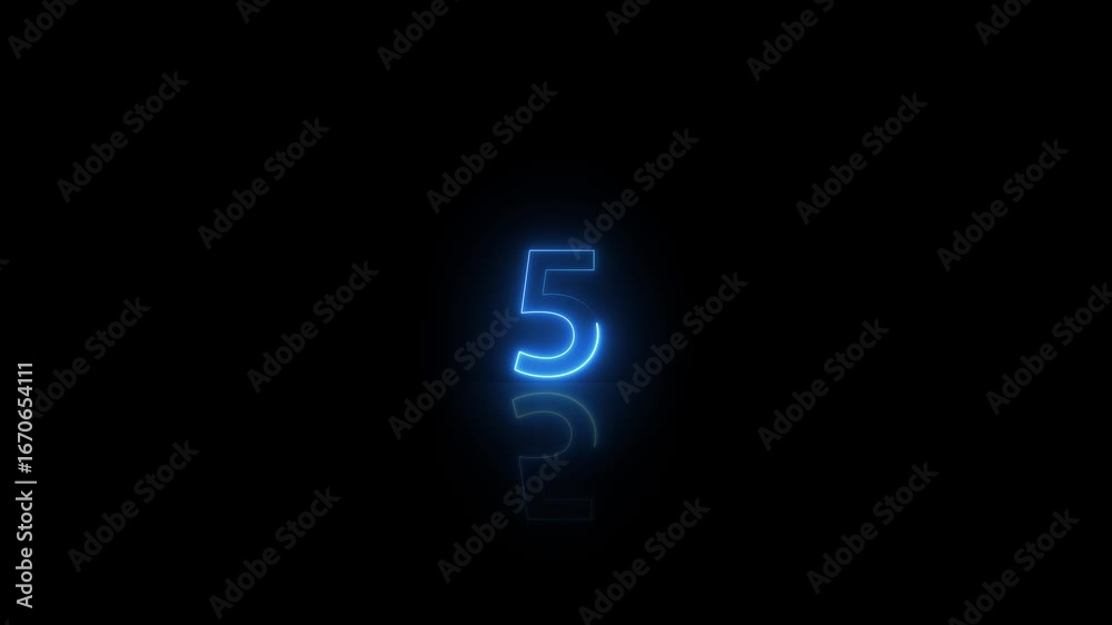 Glowing blue  color neon 5 text, Educational concept ,promote advertising concept isolate using QuickTime  ,it is ready for education and able to use  on black background ..