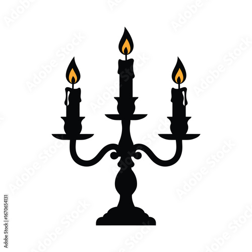 Vector art of a candlestick with three burning candles isolated on white