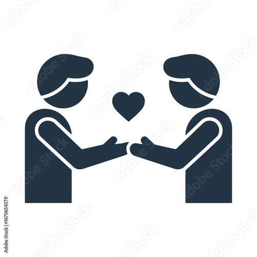 Vector art of two people sharing a heart icon