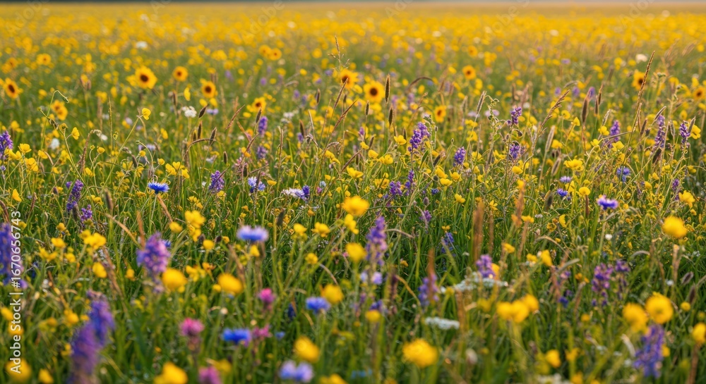 Obraz premium A Meadow of Dreams Wildflowers in Full Bloom, Nature's Colorful Carpet