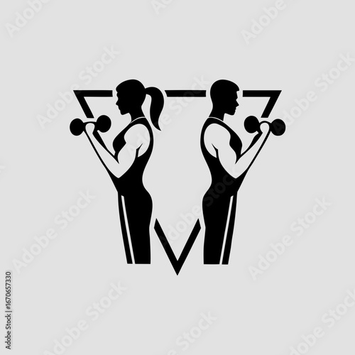 Vector silhouette of dumbbell