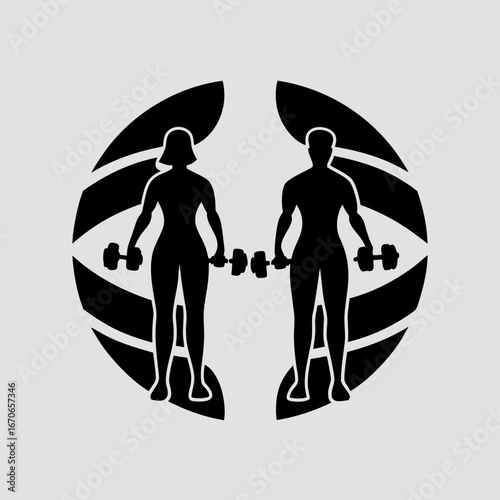 Vector silhouette of dumbbell
