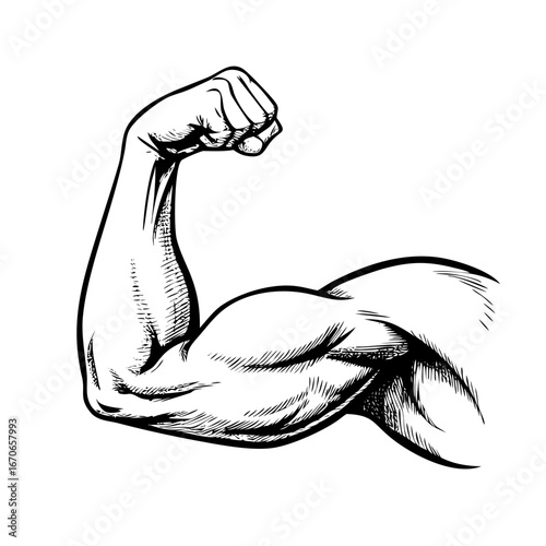 Muscular Arm Flexing Bicep Isolated Vector