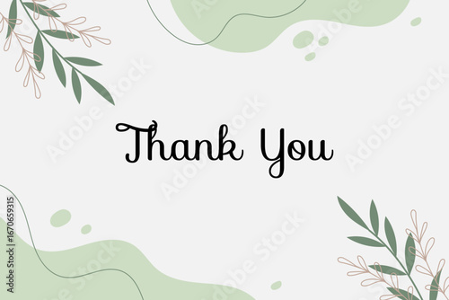 Abstract hand drawn organic shape with editable text wedding thank you card template. Vector illustration