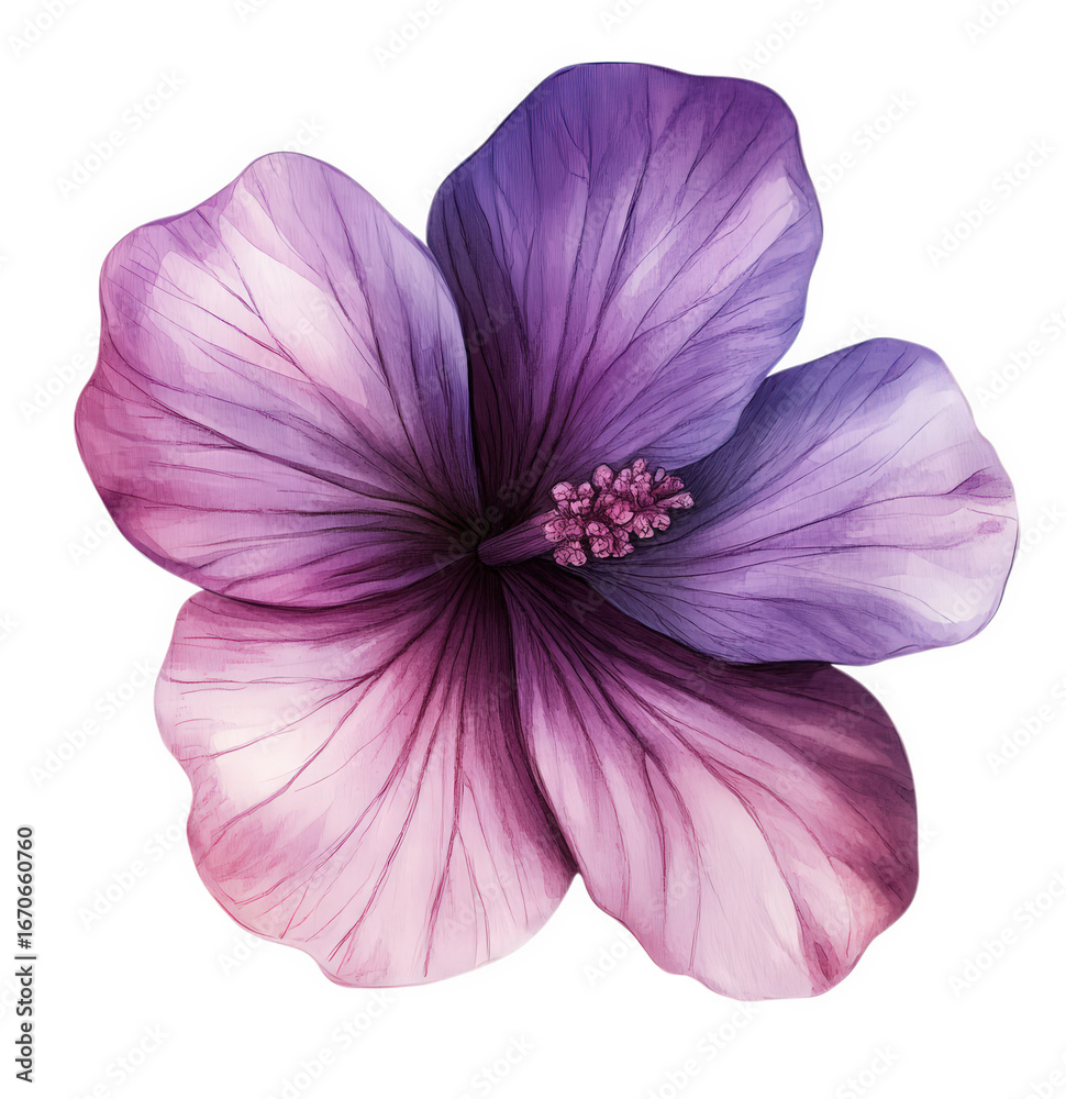 Obraz premium Purple and pink hibiscus flower isolated on transparent background