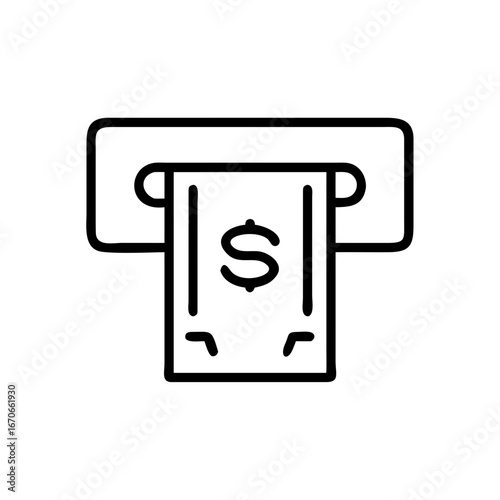 Cash Withdrawal Icon with ATM Banking Money Finance Payment Symbol