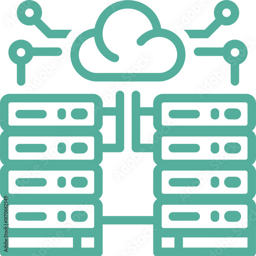Data center icons set, server room symbols, cloud infrastructure vector, network storage illustrations, IT management tools, cybersecurity visuals, database, hosting system