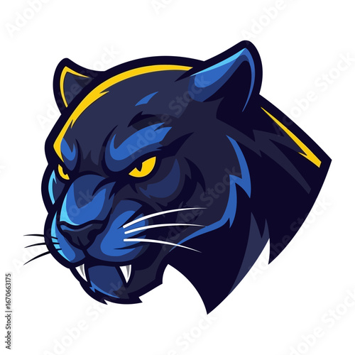 Fierce Panther Illustration: An illustrative rendering of a panther, capturing its intense gaze and the predatory essence, perfect for digital applications and print media.