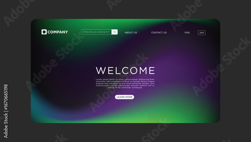 Modern website homepage design with vibrant gradient background and clear call to action button