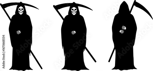 Vampire Silhouette Set with Cape and Fangs – Minimal Black and White Vector Art
