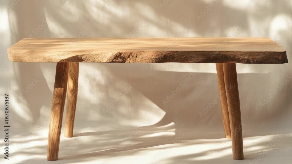 A simple wooden table sitting on a plain white background