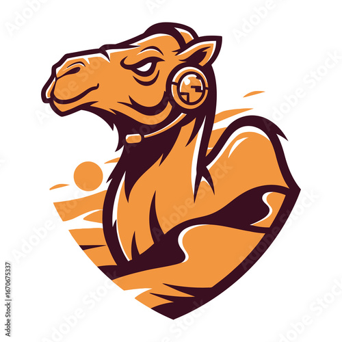 Desert Camel Avatar Illustration: A stylized illustration of a determined camel, sporting a headset. The image conveys a sense of strength and determination in a desert setting.