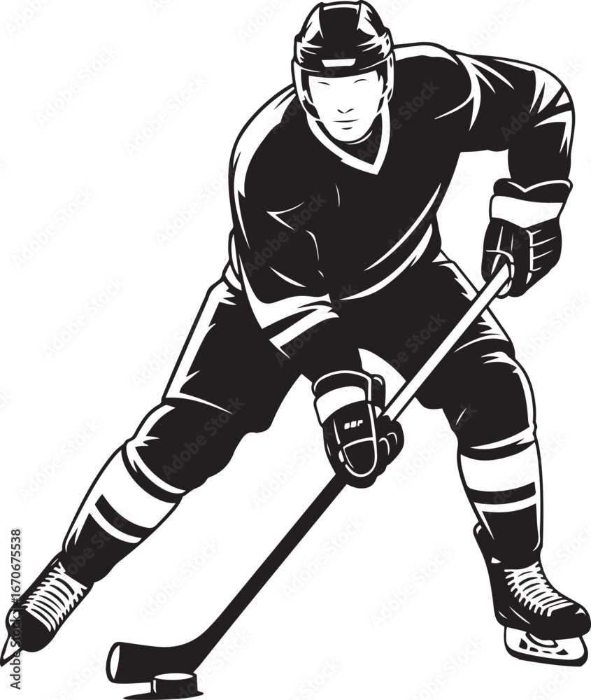 Obraz premium Hockey silhouette vector art illustration, Shapes Collection Isolated on White Background
